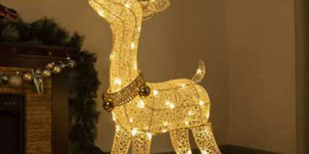 PEIDUO Christmas Lighted Reindeer with 70 Warm White Light