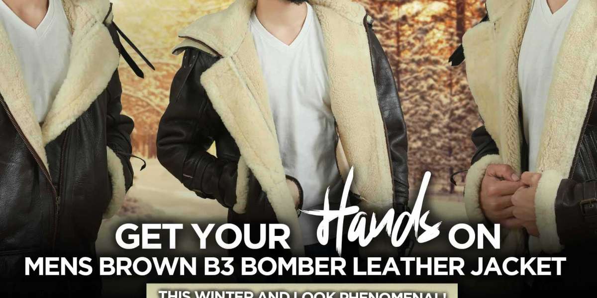 Get your Hands on Mens Brown B3 Bomber R.A.F Winter Real Shearling Leather Jacket this Winter and look Phenomenal!