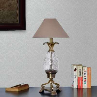 Shop The Amazing Beige Cotton Glass And Pure Brass Table Lamp Profile Picture