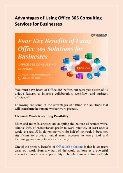 Advantages of Using Office 365 Consulting Services for Businesses | edocr